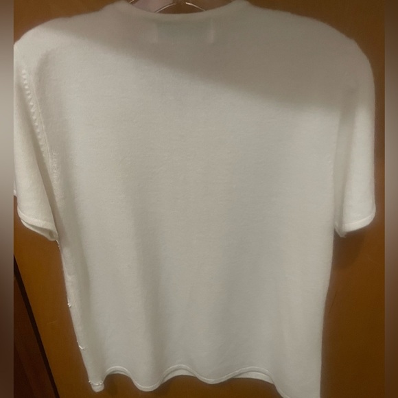 Vintage (Medium) White Knit McNaughton Sweater with Tiny Sequin Embellishments - Picture 6 of 12